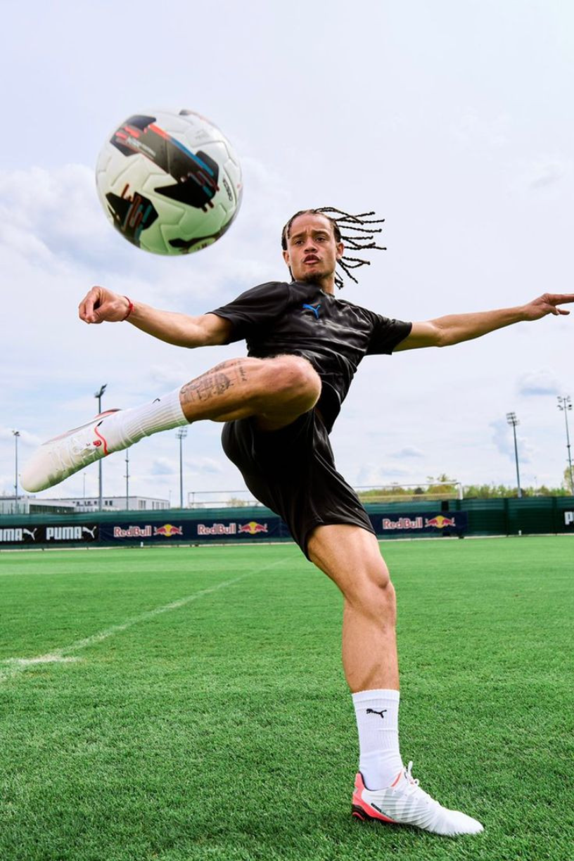 Adult player flashy high kick