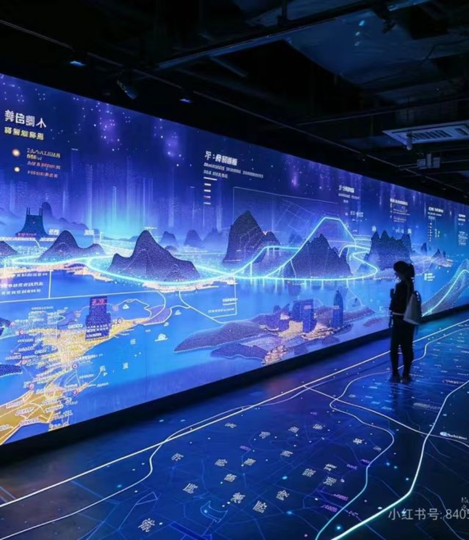 LED wall and floor with map